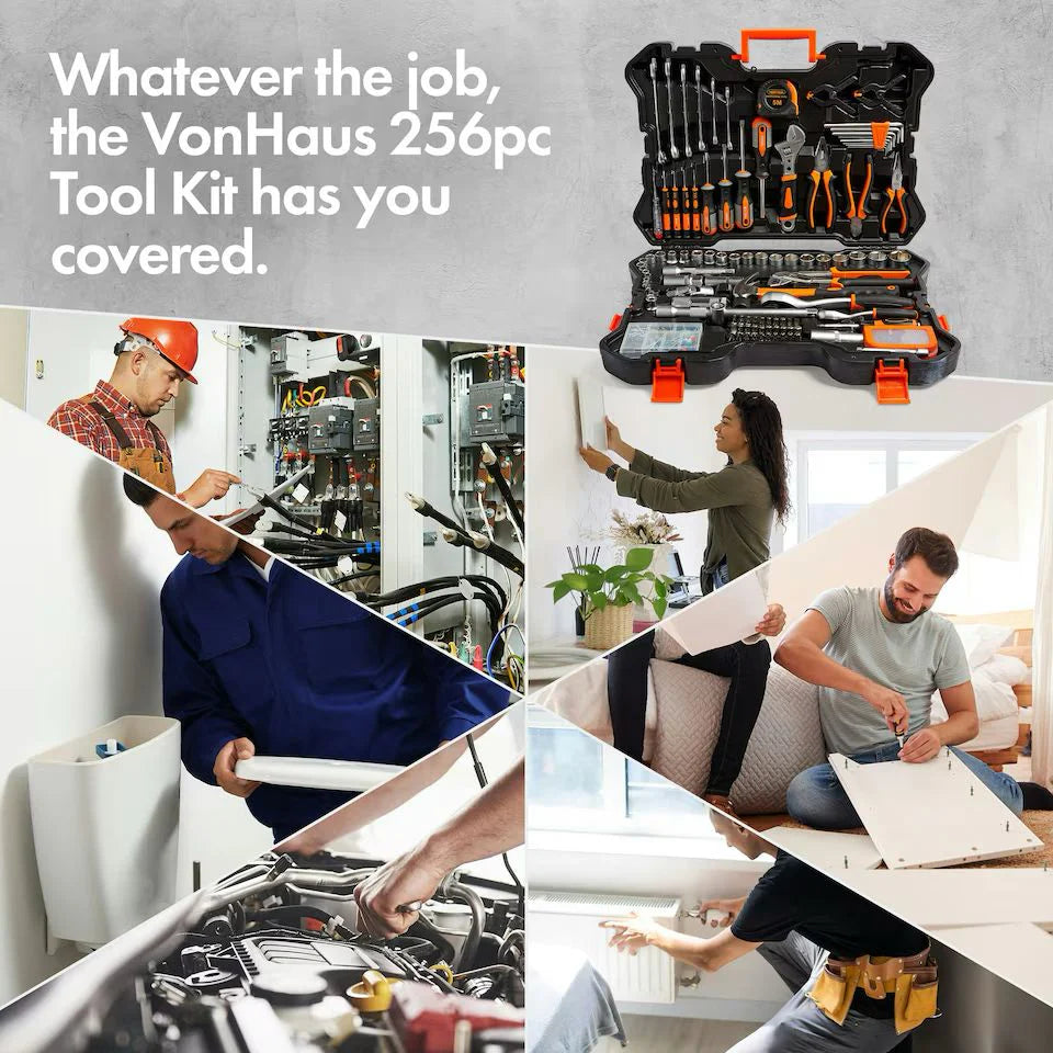 VonHaus 256 Piece Tool Set with Socket Set with Storage Case